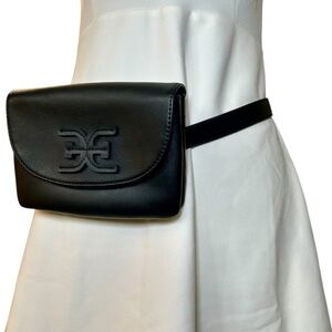 Sam Edelman Black Mini Bag/Purse Faux Leather Belted Fanny Pack, EUC